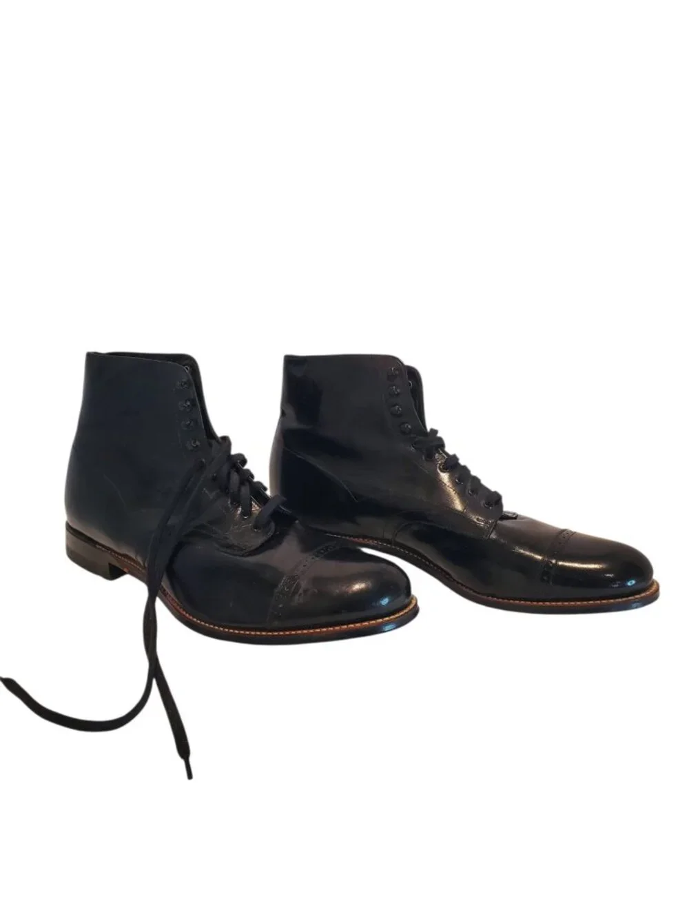 STACY ADAMS SZ 11D Men's Madison Cap Toe Kidskin Leather Dress Boot Black